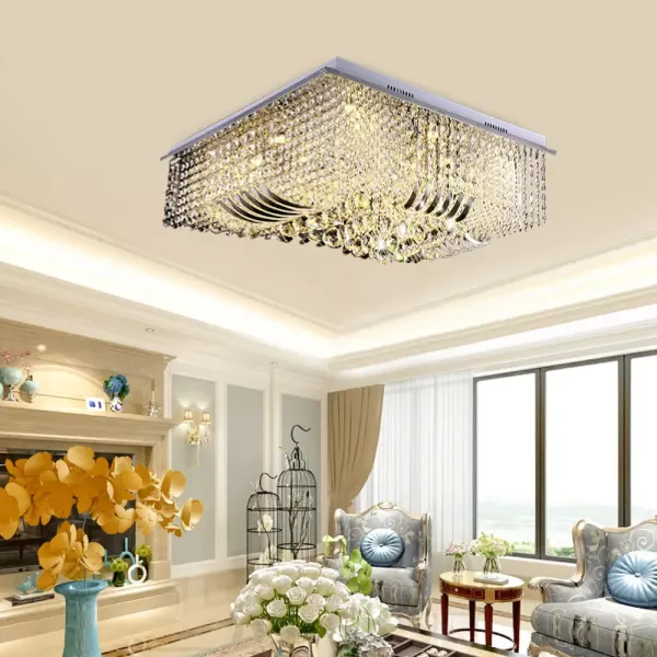 50cm Luxury LED Crystal Ceiling Lighting Chandelier Pendant Light Square Lamp