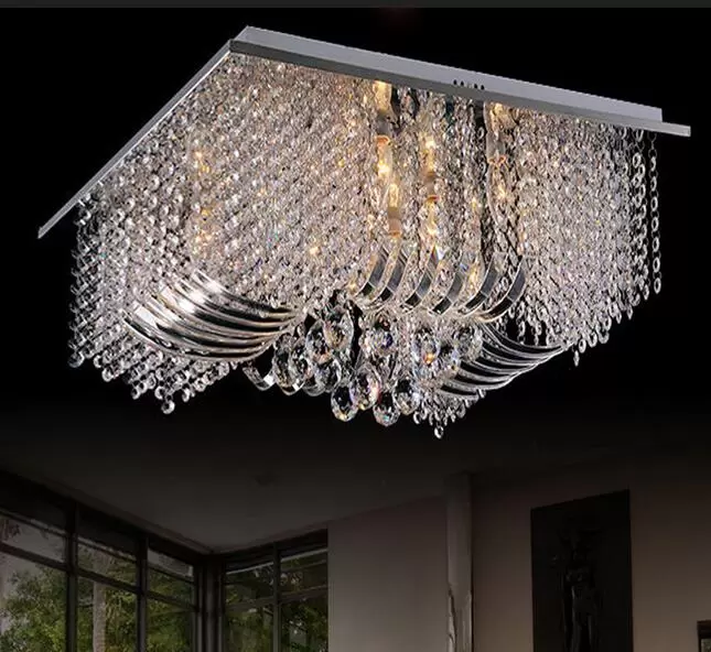 50cm Luxury LED Crystal Ceiling Lighting Chandelier Pendant Light Square Lamp