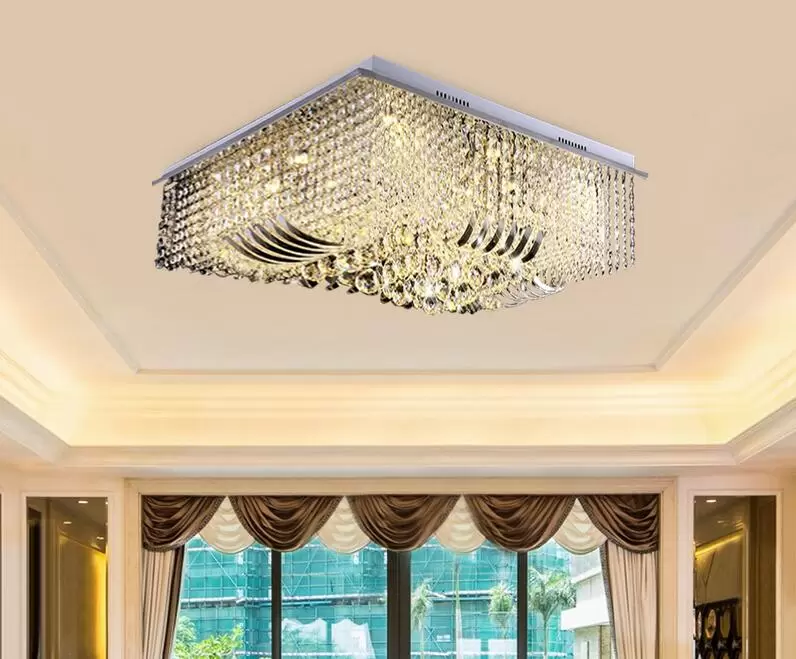 50cm Luxury LED Crystal Ceiling Lighting Chandelier Pendant Light Square Lamp