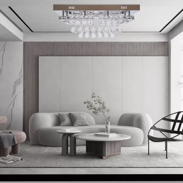 Rectangle Crystal Light LED Ceiling Lamp Modern Chandelier Modern Luxury Crystal Pendant Light Ceiling Lamp for Diving Room Bedroom