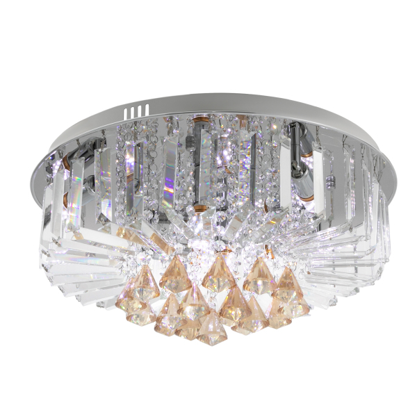 Contemporary Round Crystal Chandelier Luxury LED Ceiling Light Flush Mount Indoor Light