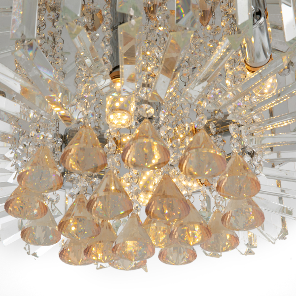 Contemporary Round Crystal Chandelier Luxury LED Ceiling Light Flush Mount Indoor Light
