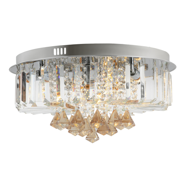 Contemporary Round Crystal Chandelier Luxury LED Ceiling Light Flush Mount Indoor Light
