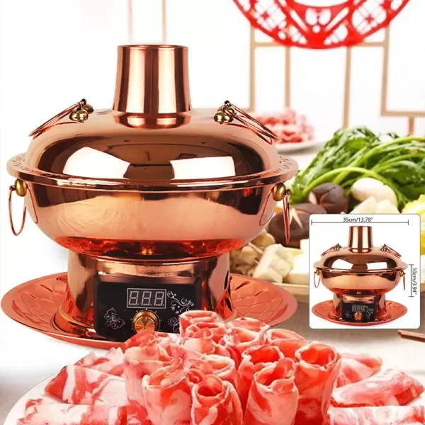 34cm 1800W Traditional Thickened Digital Electric Hot Pot Pure Copper Cooker