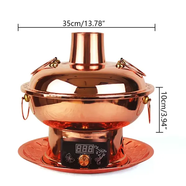 34cm 1800W Traditional Thickened Digital Electric Hot Pot Pure Copper Cooker