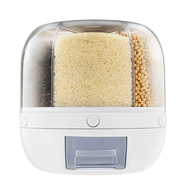 Grains Dispenser Kitchen Dry Food Rice Container 6-Grid Cereal Dispenser Storage Box For Storing Small Grains 10.23*10.62inch White