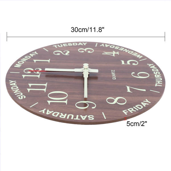 Brown 11.81-inch Luminous Wall Clock, Night Light Wall Clock with Silent Quartz Movement - Battery Powered Brown 11.81-inch Luminous Wall Clock, Night Light Wall Clock with Silent Quartz Movement - Battery Powered