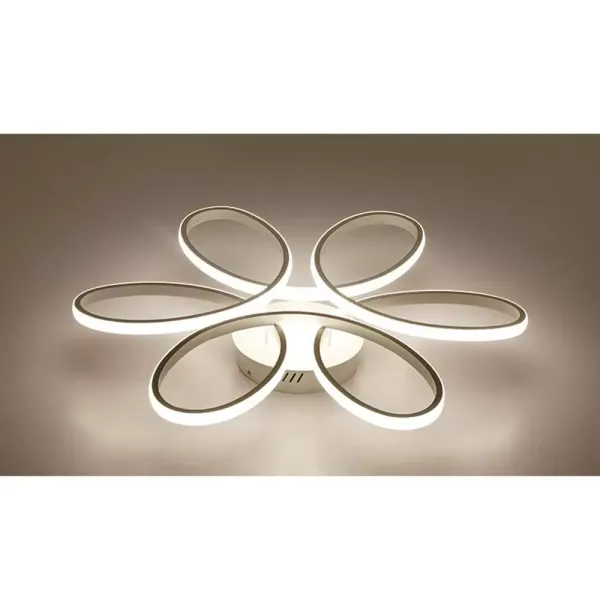 Modern LED Ceiling Light, 6-Head 75W Flush Mount Acrylic Chandelier Flower Shape White Light 6500K