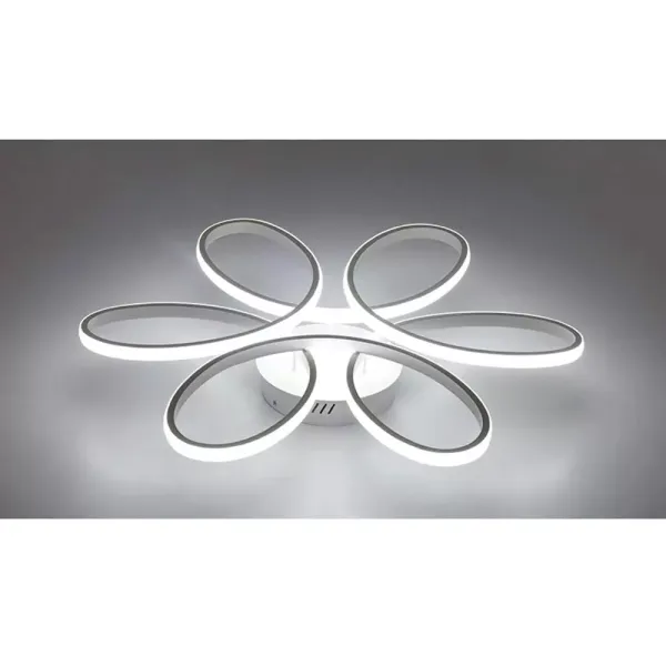 Modern LED Ceiling Light, 6-Head 75W Flush Mount Acrylic Chandelier Flower Shape White Light 6500K
