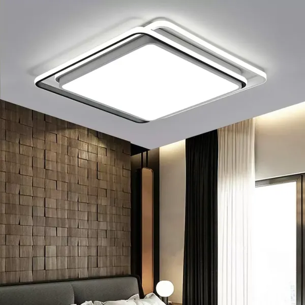 LED Flush Mount Ceiling Lighting, 19 Inch 54W Modern Square Acrylic Chandelier Cold White Light Ultra Thin for Living Room Bedroom