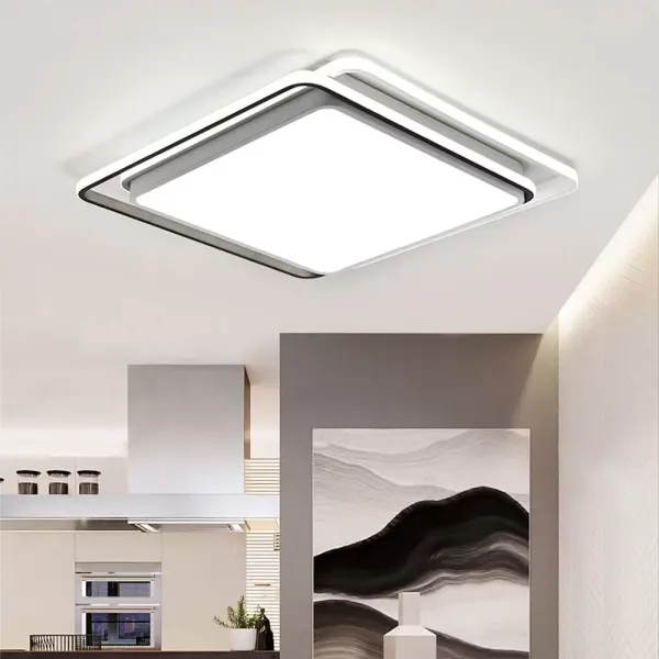 LED Flush Mount Ceiling Lighting, 19 Inch 54W Modern Square Acrylic Chandelier Cold White Light Ultra Thin for Living Room Bedroom