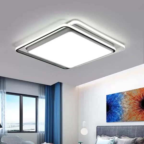 LED Flush Mount Ceiling Lighting, 19 Inch 54W Modern Square Acrylic Chandelier Cold White Light Ultra Thin for Living Room Bedroom