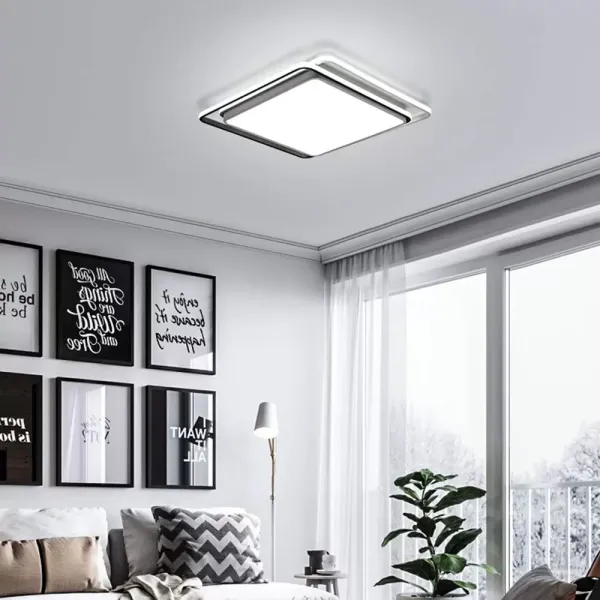 LED Flush Mount Ceiling Lighting, 19 Inch 54W Modern Square Acrylic Chandelier Cold White Light Ultra Thin for Living Room Bedroom