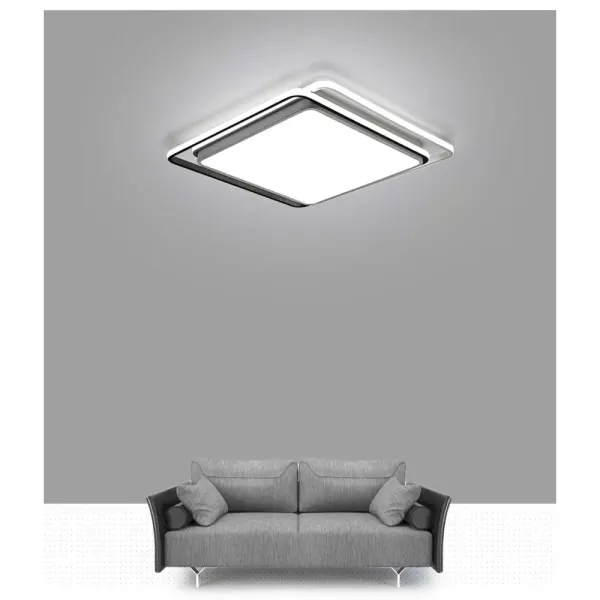 LED Flush Mount Ceiling Lighting, 19 Inch 54W Modern Square Acrylic Chandelier Cold White Light Ultra Thin for Living Room Bedroom
