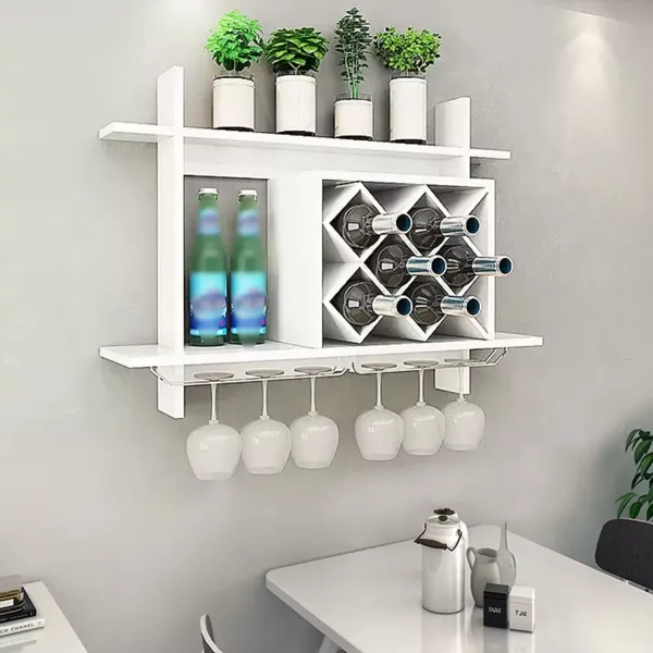 Modern Wine Cabinet Hanging White Wine Rack Bar Accessories Wall Mounted Bottle Glass Holder Shelves Modern Wine Cabinet Hanging White Wine Rack Bar Accessories Wall Mounted Bottle Glass Holder Shelves