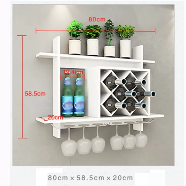 Modern Wine Cabinet Hanging White Wine Rack Bar Accessories Wall Mounted Bottle Glass Holder Shelves