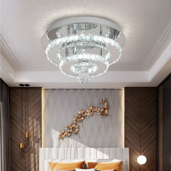 Crystal LED Ceiling Light Luxury Flush Mount Chandelier Bedroom Hanging Light Crystal LED Ceiling Light Luxury Flush Mount Chandelier Bedroom Hanging Light