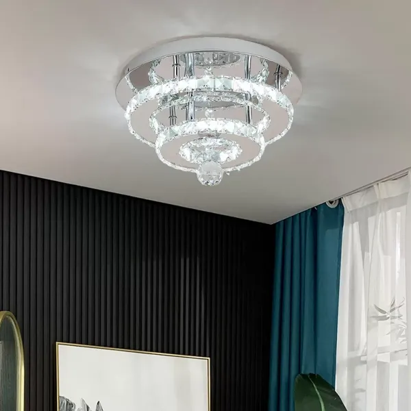 Crystal LED Ceiling Light Luxury Flush Mount Chandelier Bedroom Hanging Light