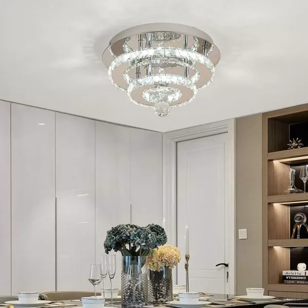 Crystal LED Ceiling Light Luxury Flush Mount Chandelier Bedroom Hanging Light