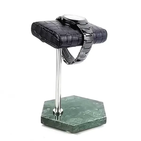 Marble/PU Leather Watch Holder Durable Stand with Bright and Smooth Surface Green + Black Bracelet Bangle Display Stand
