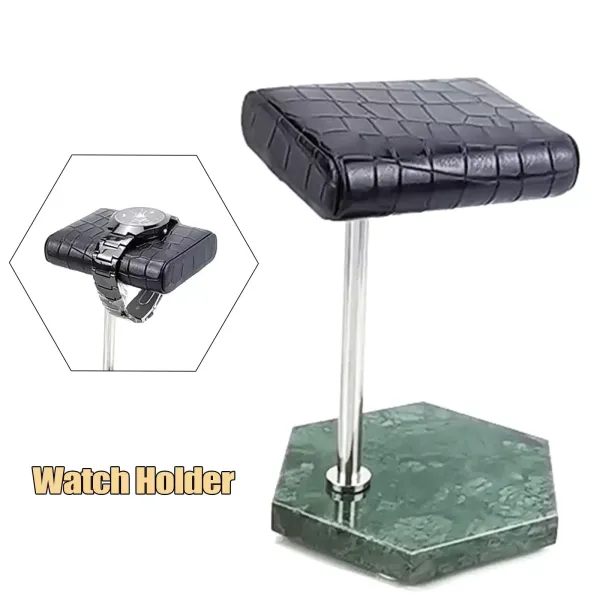 Marble/PU Leather Watch Holder Durable Stand with Bright and Smooth Surface Green + Black Bracelet Bangle Display Stand