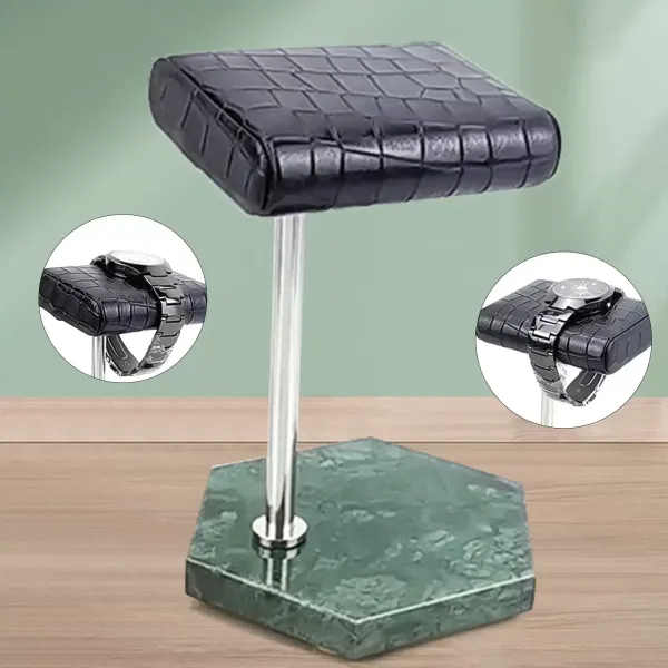Marble/PU Leather Watch Holder Durable Stand with Bright and Smooth Surface Green + Black Bracelet Bangle Display Stand