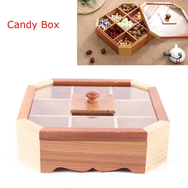 Antique Wood 9 Grids Storage Tray Compartment with Lid Living Room, Kitchen Antique Wood 9 Grids Storage Tray Compartment with Lid Living Room, Kitchen