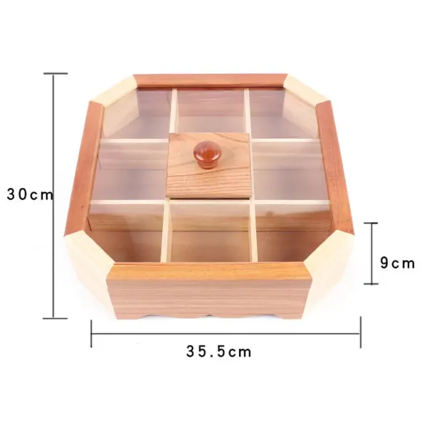 Antique Wood 9 Grids Storage Tray Compartment with Lid Living Room, Kitchen Antique Wood 9 Grids Storage Tray Compartment with Lid Living Room, Kitchen
