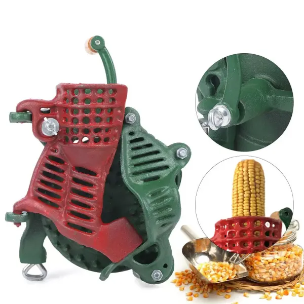 New Iron Semi-automatic Hand Crank Type Corn Thresher Red + Green Desktop Fixed