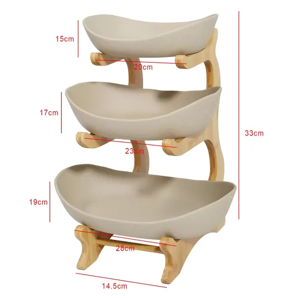 3 Tier Ceramic Fruit Basket Stand - Fruit Vegetables Basket Holder - Countertop Decorative 3 Tier Ceramic Fruit Basket Stand - Fruit Vegetables Basket Holder - Countertop Decorative