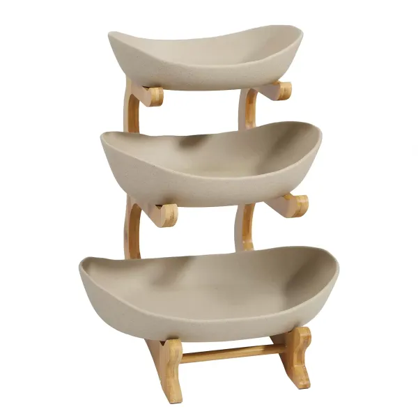 3 Tier Ceramic Fruit Basket Stand - Fruit Vegetables Basket Holder - Countertop Decorative 3 Tier Ceramic Fruit Basket Stand - Fruit Vegetables Basket Holder - Countertop Decorative