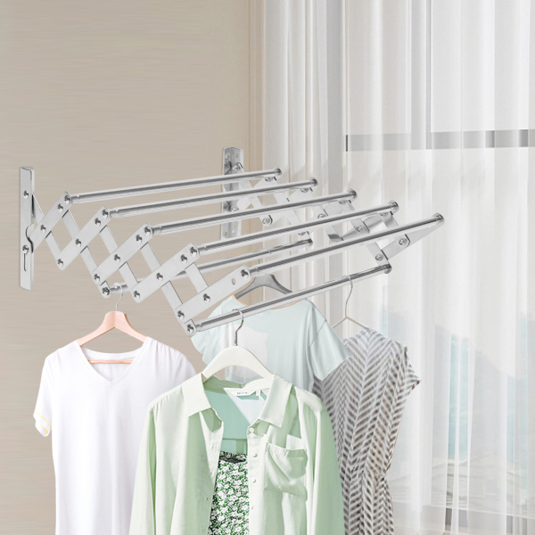 Retractable Stainless Steel Space-Saving Towel Rack-Wall Mounted Retractable Huge Capacity Drying Rack