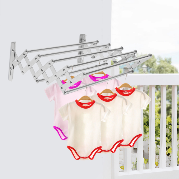 Retractable Stainless Steel Space-Saving Towel Rack-Wall Mounted Retractable Huge Capacity Drying Rack