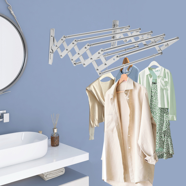 Retractable Stainless Steel Space-Saving Towel Rack-Wall Mounted Retractable Huge Capacity Drying Rack