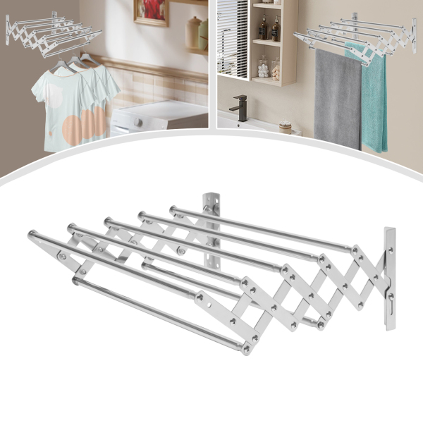 Retractable Stainless Steel Space-Saving Towel Rack-Wall Mounted Retractable Huge Capacity Drying Rack
