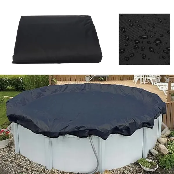 12FT Round Swimming Pool Cover Outdoor Oxford Paddling Pool Cover Rainproof