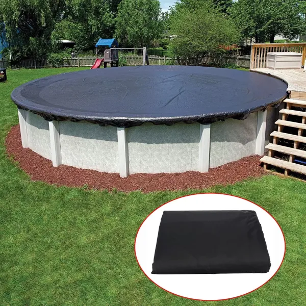 12FT Round Swimming Pool Cover Outdoor Oxford Paddling Pool Cover Rainproof