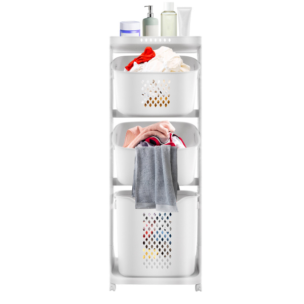 3-Layer Laundry Basket Multi-Layer Rolling Laundry Cart with Wheels for kitchens, bathrooms, bedrooms, dormitories, classrooms