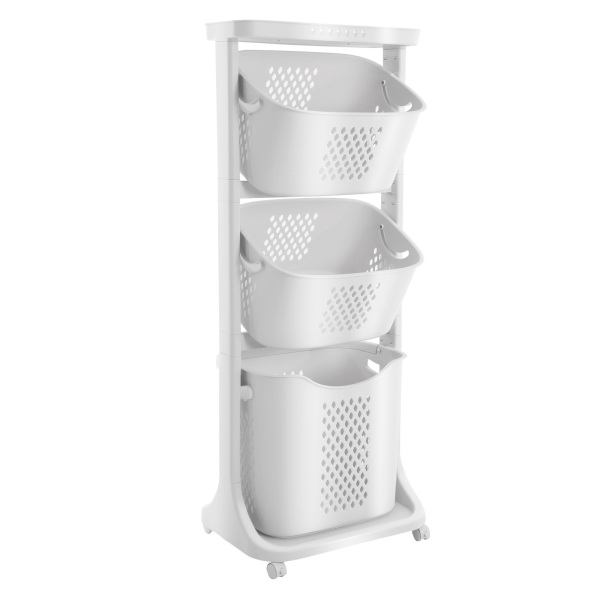 3-Layer Laundry Basket Multi-Layer Rolling Laundry Cart with Wheels for kitchens, bathrooms, bedrooms, dormitories, classrooms