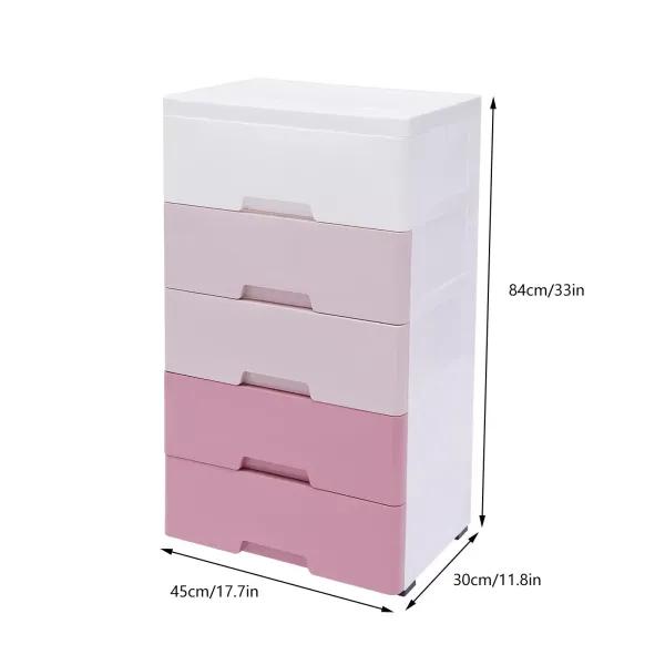 Pink Storage Cabinet w/ 5 Drawers Home Clothes Storage for Clothes Towels Toys Pink Storage Cabinet w/ 5 Drawers Home Clothes Storage for Clothes Towels Toys