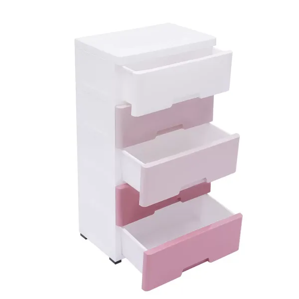 Pink Storage Cabinet w/ 5 Drawers Home Clothes Storage for Clothes Towels Toys