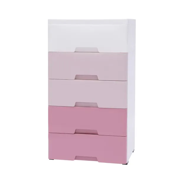 Pink Storage Cabinet w/ 5 Drawers Home Clothes Storage for Clothes Towels Toys