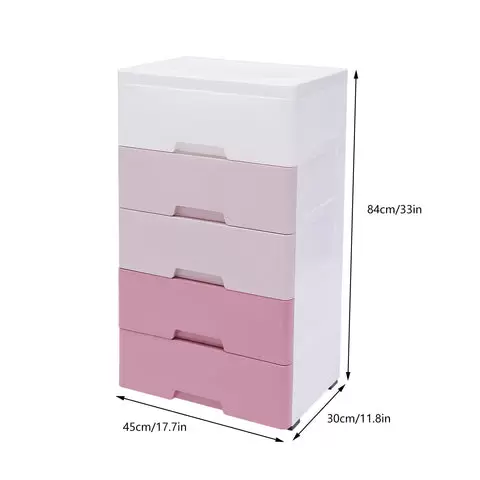 Pink Storage Cabinet w/ 5 Drawers Home Clothes Storage for Clothes Towels Toys