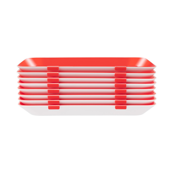 8pcs vacuum fresh-keeping tray can be stacked red