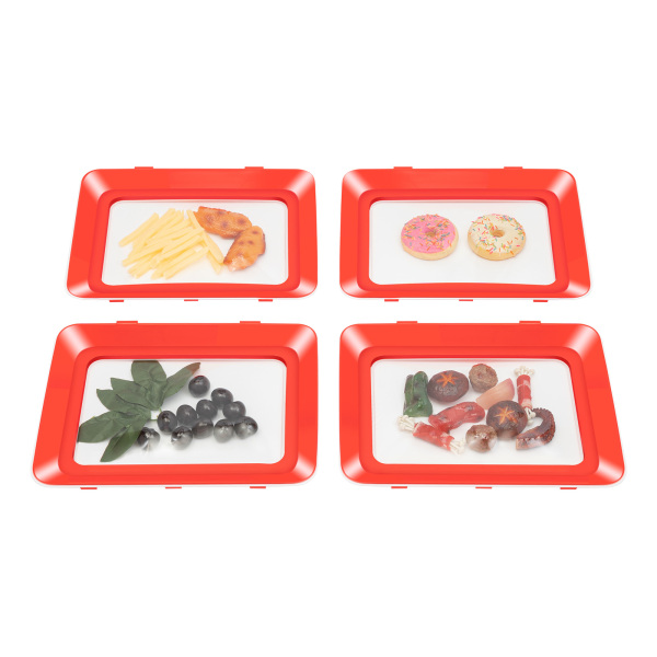 8pcs vacuum fresh-keeping tray can be stacked red