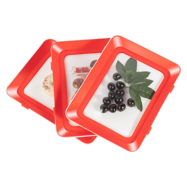 8pcs vacuum fresh-keeping tray can be stacked red