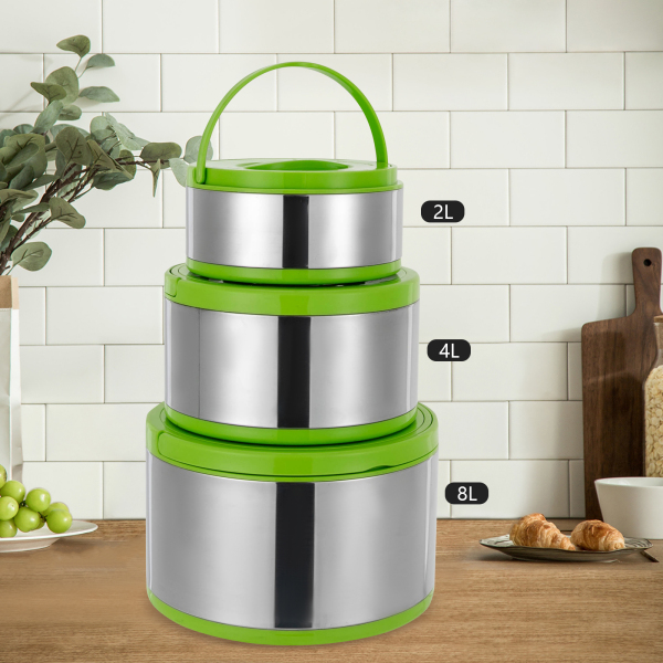 Insulated Pot Set 3 Pcs Insulated Pots with Convenient Handles Large Opening Stainless Steel Insulated Pot for Home Restaurants Green Insulated Pot Set 3 Pcs Insulated Pots with Convenient Handles Large Opening Stainless Steel Insulated Pot for Home Restaurants Green