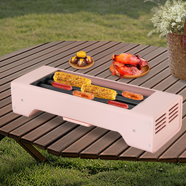 Sturdy and Durable Hot Dog Grill Machine Hot Dog Grill with Precise Temperature Control Hot Dog Roller Machine for Homes Bakeries Pink