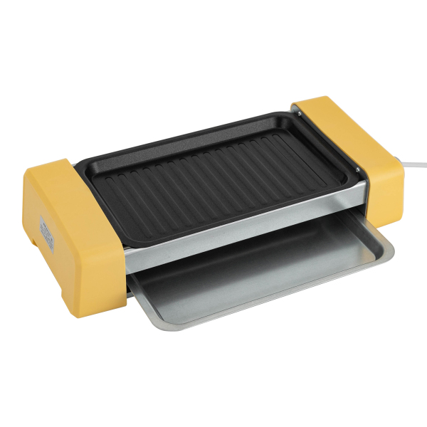 3-in-1 Electric Grilling Machine Hot Dog Grill Electric Barbecue Grill Electric Non-Stick Grill Hot Pot BBQ Grill for Cafeterias Snack Bars Yellow