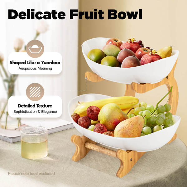 2 Tier Fruit Basket, Fruit Bowl for Kitchen Counter, Fruit Basket for Kitchen, Two Tier Fruit Bowl for Kitchen Counter